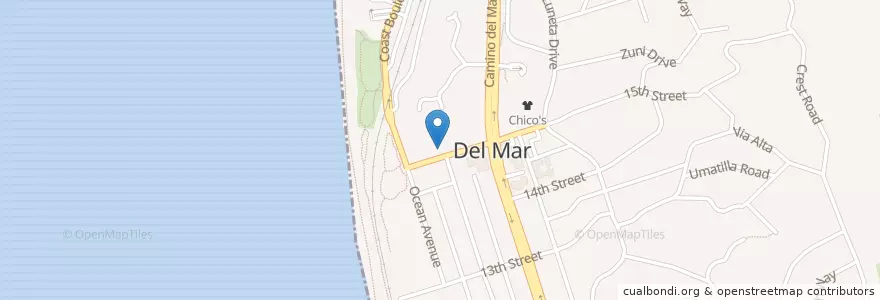 Mapa de ubicacion de Del Mar Post Office en Соединённые Штаты Америки, Калифорния, San Diego County.