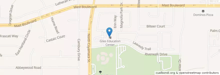 Mapa de ubicacion de Giles Education Center en Amerika Syarikat, California, San Diego County, Santee.