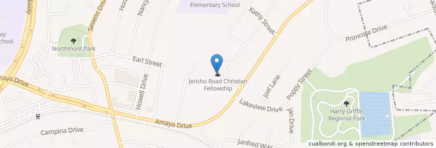 Mapa de ubicacion de Jericho Road Christian Fellowship en Estados Unidos De América, California, San Diego County, La Mesa.