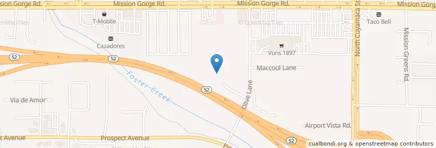 Mapa de ubicacion de Olive Lane Church of God en Amerika Syarikat, California, San Diego County, Santee.
