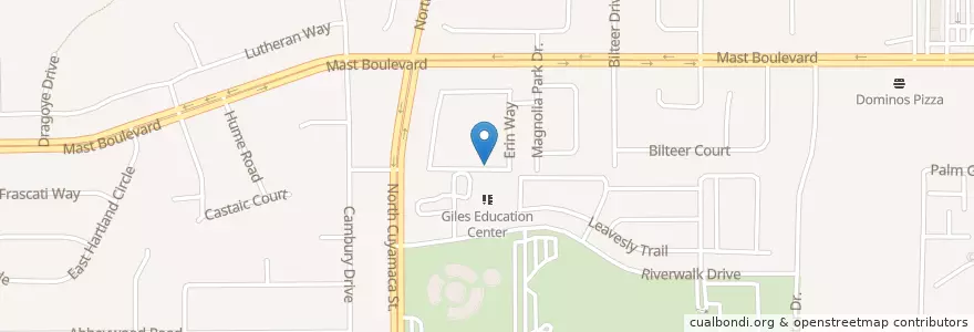 Mapa de ubicacion de Santee School District Education Center en Amerika Syarikat, California, San Diego County, Santee.