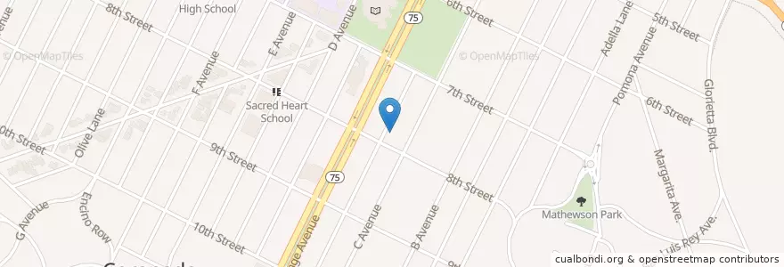 Mapa de ubicacion de First Church of Christ Scientist en 美利坚合众国/美利堅合眾國, 加利福尼亚州/加利福尼亞州, San Diego County, Coronado.