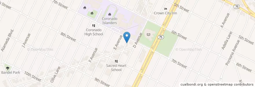 Mapa de ubicacion de Saint Pauls United Methodist Church en États-Unis D'Amérique, Californie, San Diego County, Coronado.