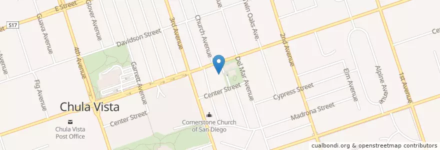 Mapa de ubicacion de First Community Congregational Church en ایالات متحده آمریکا, کالیفرنیا, San Diego County, Chula Vista.
