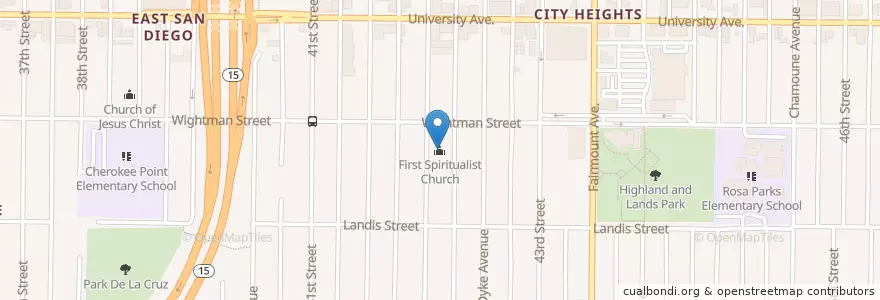 Mapa de ubicacion de First Spiritualist Church en Amerika Syarikat, California, San Diego County, San Diego.