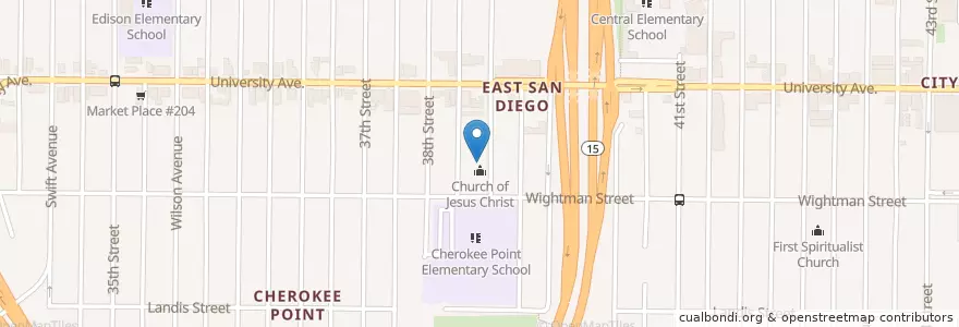Mapa de ubicacion de Heavenly Blessing Church en Vereinigte Staaten Von Amerika, Kalifornien, San Diego County, San Diego.