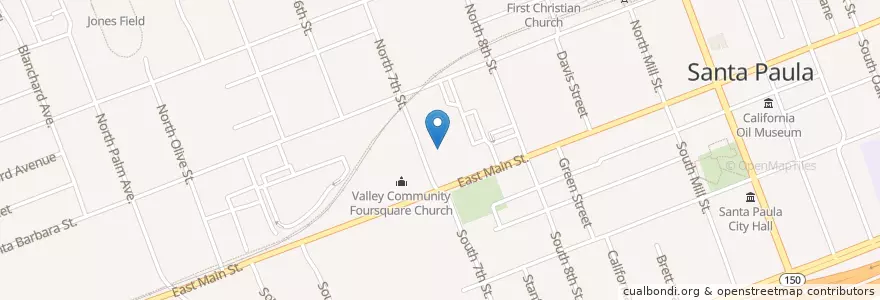 Mapa de ubicacion de Saint Pauls Episcopal Church en United States, California, Ventura County, Santa Paula.