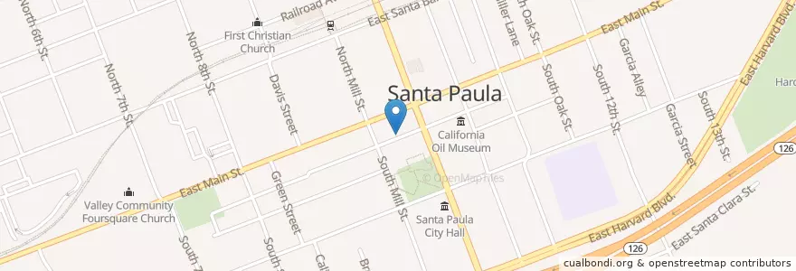 Mapa de ubicacion de Santa Paula Post Office en United States, California, Ventura County, Santa Paula.