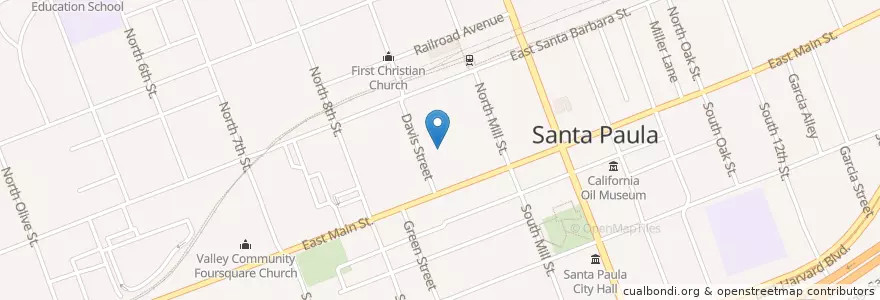 Mapa de ubicacion de Santa Paula Presbyterian Church en United States, California, Ventura County, Santa Paula.