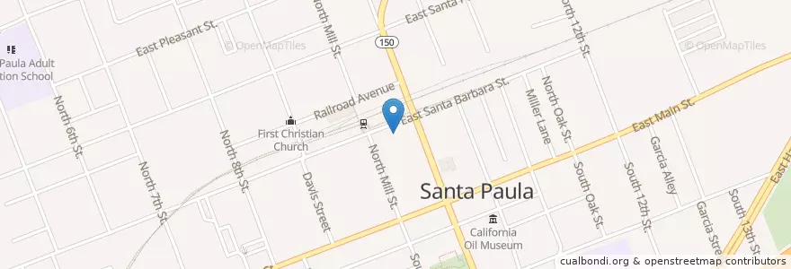 Mapa de ubicacion de Santa Paula United Methodist Church en United States, California, Ventura County, Santa Paula.
