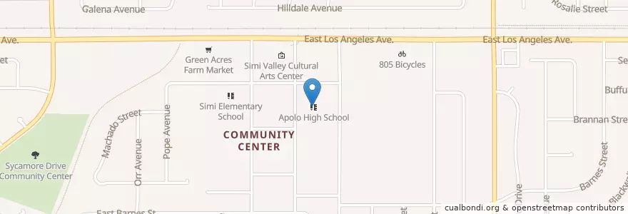 Mapa de ubicacion de Apolo High School en アメリカ合衆国, カリフォルニア州, Ventura County, Simi Valley.