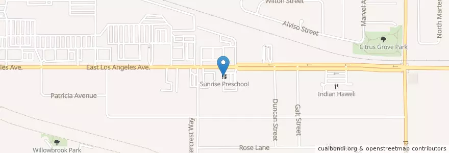 Mapa de ubicacion de Sunrise Preschool en Estados Unidos Da América, Califórnia, Ventura County, Simi Valley.