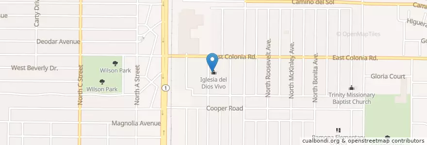 Mapa de ubicacion de Iglesia del Dios Vivo en Amerika Syarikat, California, Ventura County, Oxnard.