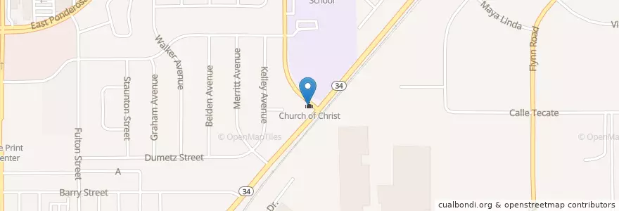 Mapa de ubicacion de Church of Christ en ایالات متحده آمریکا, کالیفرنیا, Ventura County, Camarillo.