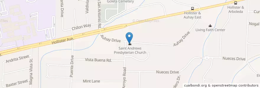 Mapa de ubicacion de Saint Andrews Presbyterian Church en Amerika Birleşik Devletleri, Kaliforniya, Santa Barbara County.