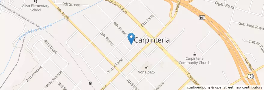 Mapa de ubicacion de The Carpenters Chapel en Соединённые Штаты Америки, Калифорния, Santa Barbara County, Carpinteria.