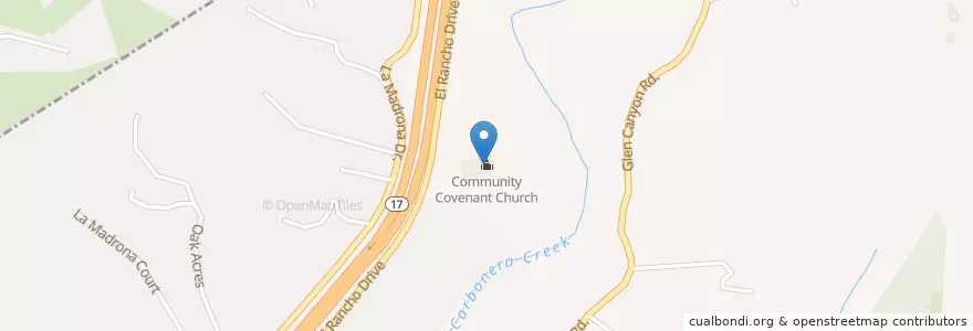 Mapa de ubicacion de Community Covenant Church en 美利坚合众国/美利堅合眾國, 加利福尼亚州/加利福尼亞州, 圣塔克鲁兹县.
