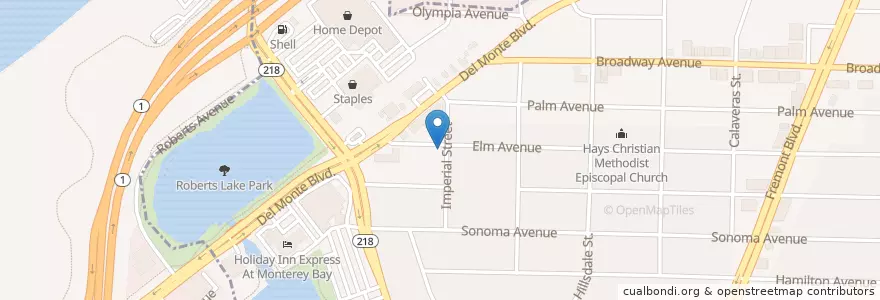Mapa de ubicacion de Bethel Baptist Church en 美利坚合众国/美利堅合眾國, 加利福尼亚州/加利福尼亞州, Monterey County, Seaside.