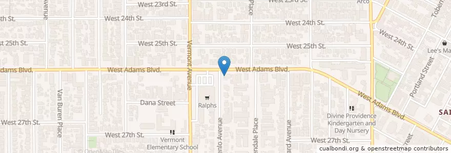 Mapa de ubicacion de Roger Williams Baptist Church en Estados Unidos Da América, Califórnia, Los Angeles County, Los Angeles.