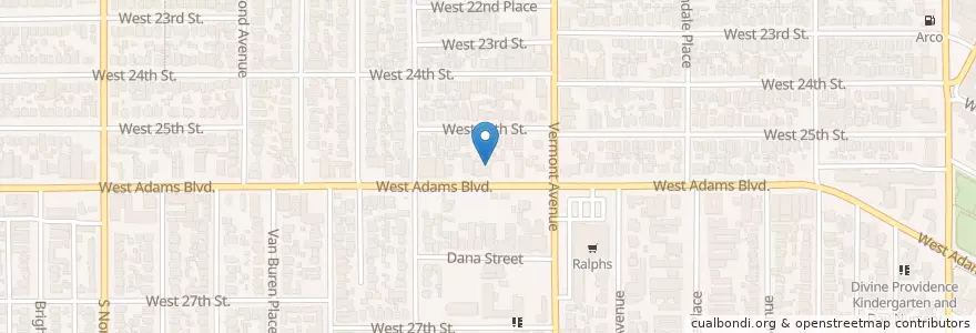 Mapa de ubicacion de West Adams Presbyterian Church en الولايات المتّحدة الأمريكيّة, كاليفورنيا, مقاطعة لوس أنجلس, لوس أنجلس.