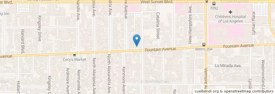 Mapa de ubicacion de Fountain Avenue Baptist Church en Stati Uniti D'America, California, Los Angeles County, Los Angeles.