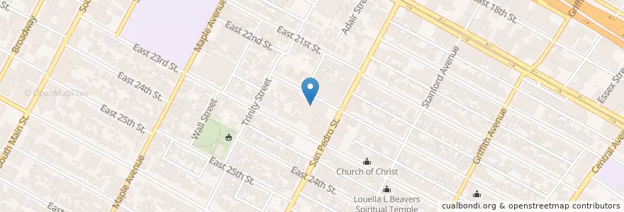 Mapa de ubicacion de New Light Baptist Church en 미국, 캘리포니아주, Los Angeles County, 로스앤젤레스.
