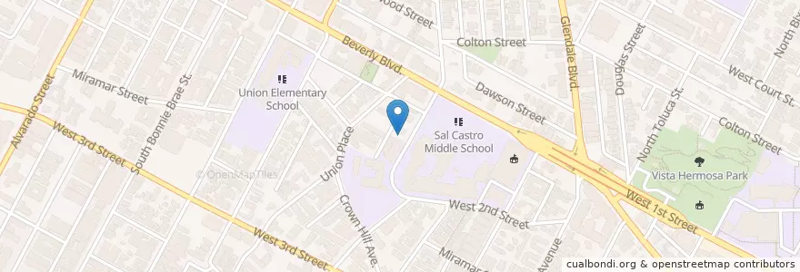 Mapa de ubicacion de Saint Columban Catholic Church en Amerika Syarikat, California, Los Angeles County, Los Angeles.
