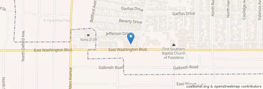 Mapa de ubicacion de Saint James United Methodist Church en 미국, 캘리포니아주, Los Angeles County, Pasadena.