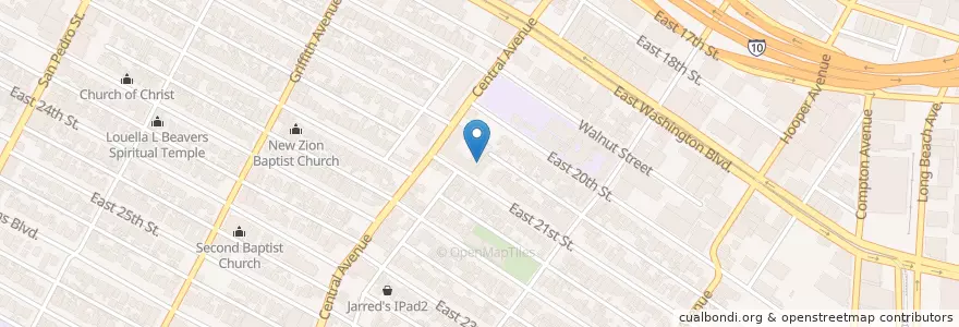 Mapa de ubicacion de Twentyfirst Street Temple Church of God in Christ en États-Unis D'Amérique, Californie, Los Angeles County, Los Angeles.