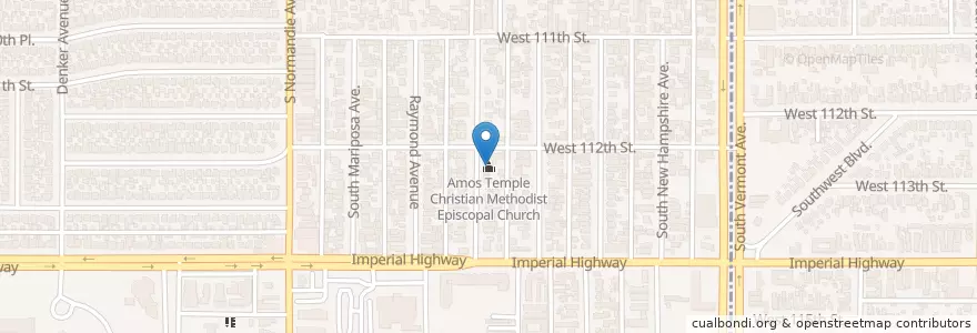 Mapa de ubicacion de Amos Temple Christian Methodist Episcopal Church en ایالات متحده آمریکا, کالیفرنیا, Los Angeles County.