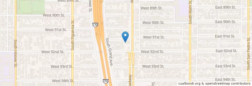 Mapa de ubicacion de Bright Star Baptist Church en Estados Unidos De América, California, Los Angeles County, Los Ángeles.