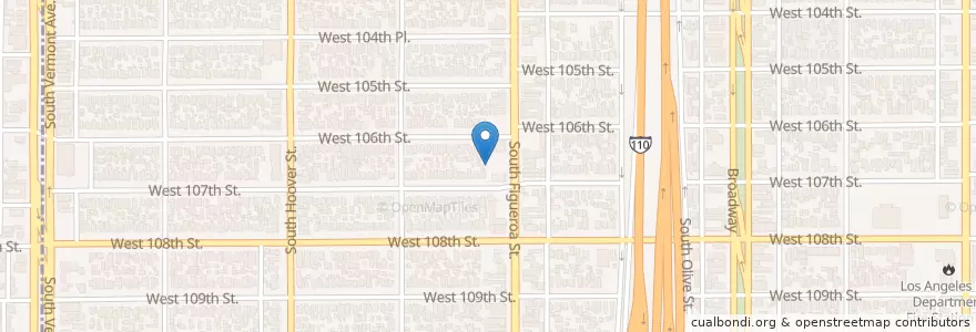 Mapa de ubicacion de Kingdom Hall of Jehovahs Witnesses en États-Unis D'Amérique, Californie, Los Angeles County, Los Angeles.
