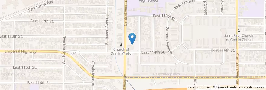 Mapa de ubicacion de Tabernacle of Faith Baptist Church en Vereinigte Staaten Von Amerika, Kalifornien, Los Angeles County, Los Angeles.