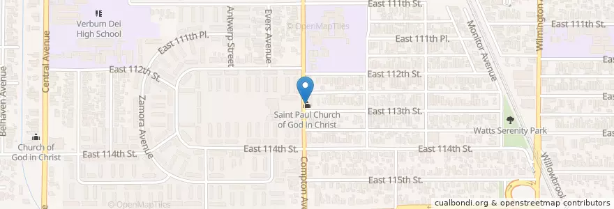 Mapa de ubicacion de Saint Paul Church of God in Christ en United States, California, Los Angeles County, Los Angeles.