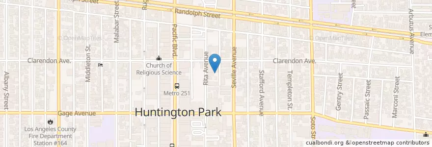 Mapa de ubicacion de First Baptist Church of Huntington Park en 美利坚合众国/美利堅合眾國, 加利福尼亚州/加利福尼亞州, 洛杉矶县, Huntington Park.