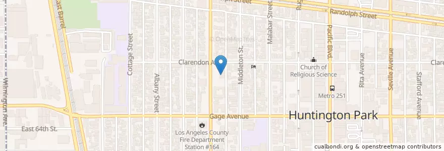 Mapa de ubicacion de First Freewill Baptist Church en Amerika Syarikat, California, Los Angeles County, Huntington Park.