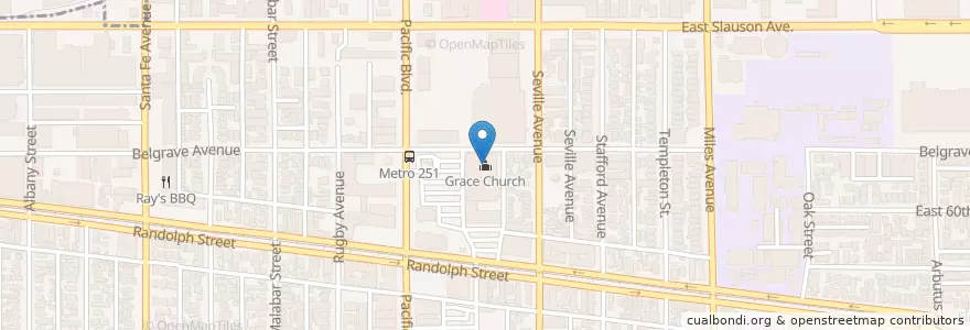 Mapa de ubicacion de Grace Church en الولايات المتّحدة الأمريكيّة, كاليفورنيا, مقاطعة لوس أنجلس, Huntington Park.