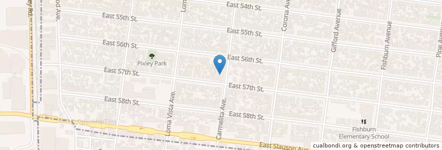 Mapa de ubicacion de First Baptist Church en アメリカ合衆国, カリフォルニア州, Los Angeles County, Vernon, Maywood.