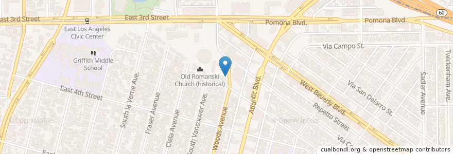 Mapa de ubicacion de Beverly Orthodox Presbyterian Church en United States, California, Los Angeles County.