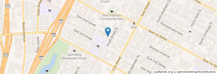 Mapa de ubicacion de Boyle Heights Church of the Nazarene en 美利坚合众国/美利堅合眾國, 加利福尼亚州/加利福尼亞州, 洛杉矶县, 洛杉矶.