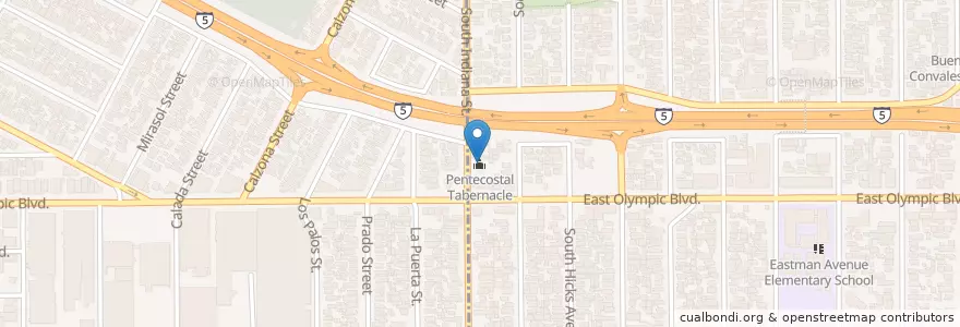 Mapa de ubicacion de Pentecostal Tabernacle en アメリカ合衆国, カリフォルニア州, Los Angeles County, ロサンゼルス.
