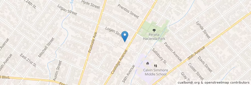 Mapa de ubicacion de Christian Temple Church en Amerika Syarikat, California, Alameda County, Oakland.