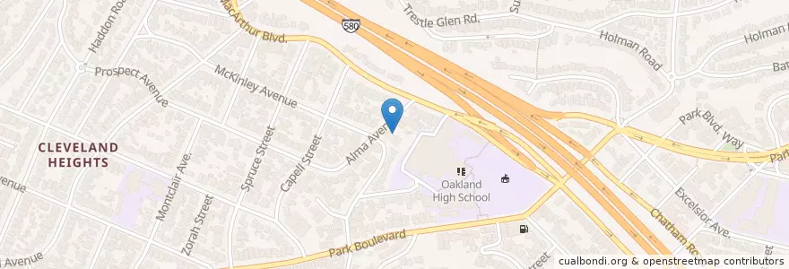 Mapa de ubicacion de Trinity Evangelical Lutheran Church en United States, California, Alameda County, Oakland.