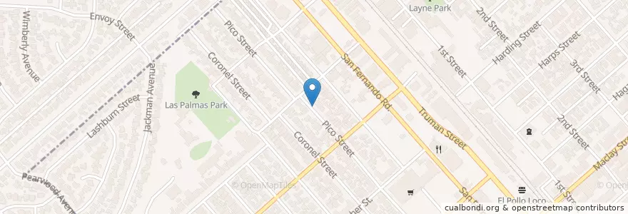 Mapa de ubicacion de Community Charter Middle School en 미국, 캘리포니아주, Los Angeles County, 로스앤젤레스, San Fernando.