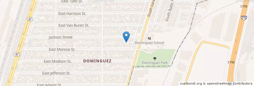 Mapa de ubicacion de Dominguez Elementary School en Amerika Syarikat, California, Los Angeles County, Long Beach.