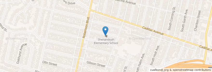 Mapa de ubicacion de Shenandoah Elementary School en Amerika Syarikat, California, Los Angeles County, Los Angeles.