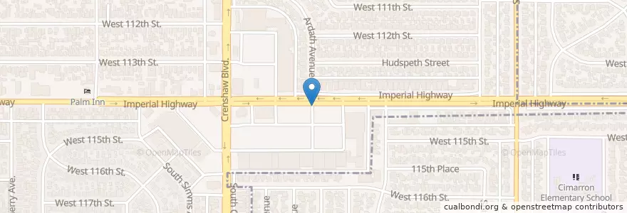 Mapa de ubicacion de Crenshaw Imperial Station Inglewood Post Office en Amerika Birleşik Devletleri, Kaliforniya, Los Angeles County.