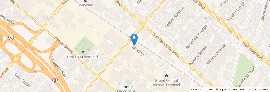 Mapa de ubicacion de Grand Central Station Glendale Post Office en Estados Unidos Da América, Califórnia, Los Angeles County, Glendale.