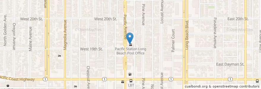 Mapa de ubicacion de Pacific Station Long Beach Post Office en United States, California, Los Angeles County, Long Beach.