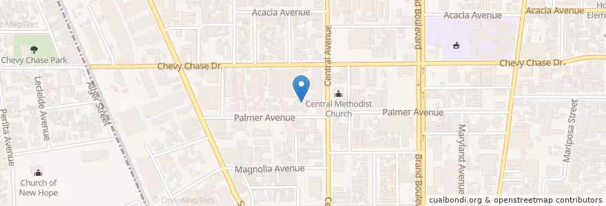Mapa de ubicacion de Glendale Japanese Free Methodist Church en Соединённые Штаты Америки, Калифорния, Los Angeles County, Glendale.
